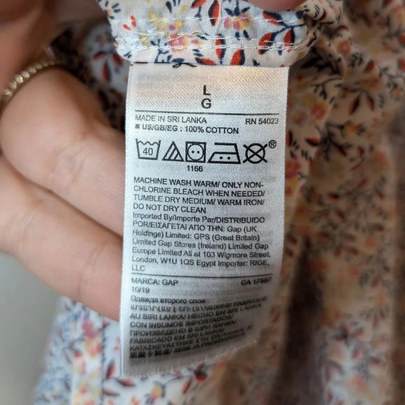 GAP Perfect  Shirt Collared Button Down Floral Print Top Women Large - Picture 7 of 11